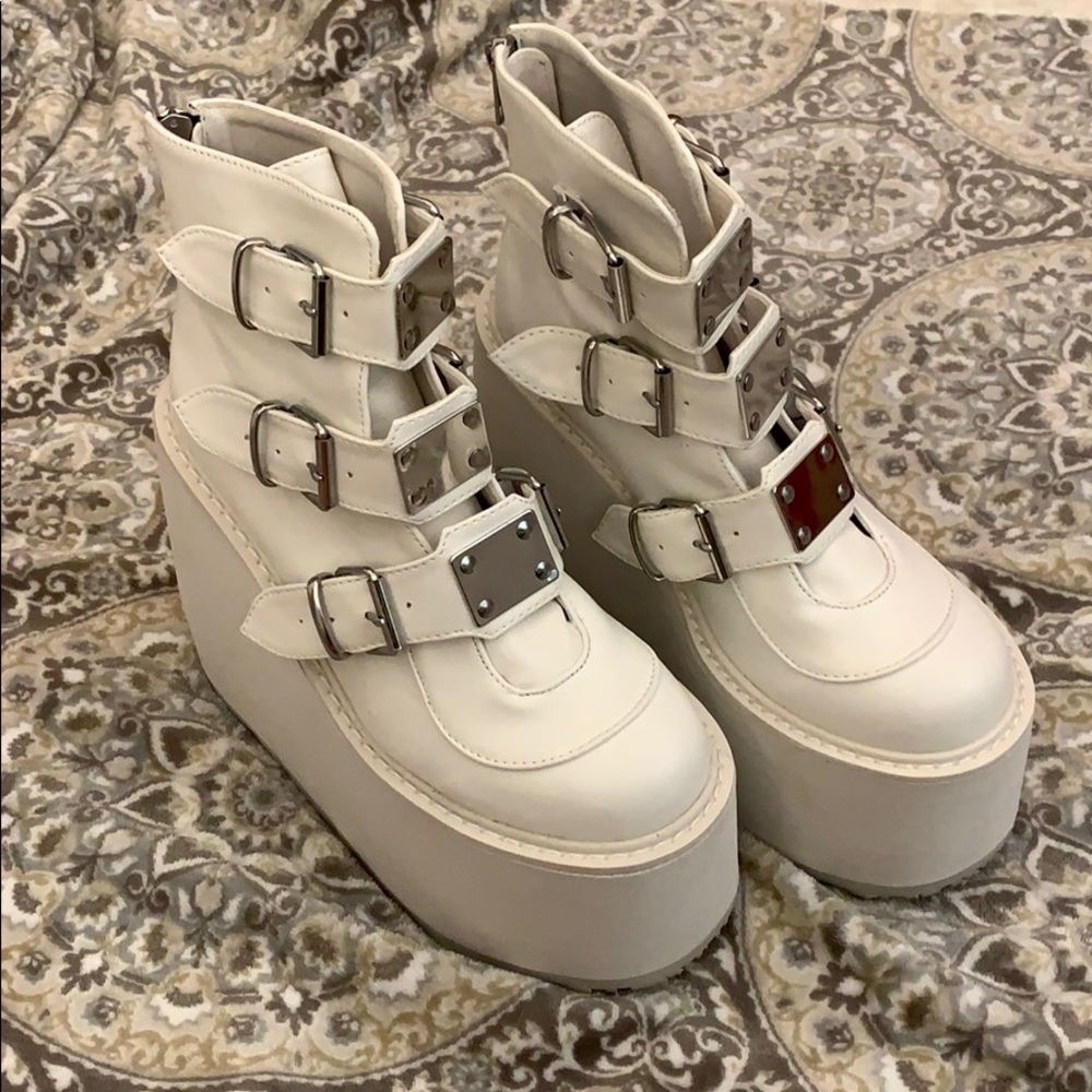 Demonia White Platforms